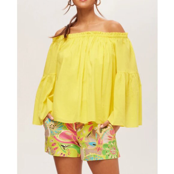 Trina Turk 'Perry' Off-The-Shoulder Cotton Top, Desert Sun Yellow - Picture 1 of 2
